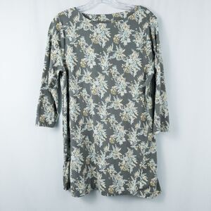 J. Jill Luxe Supima 3/4 Sleeve Tunic Top Womens Medium Green Floral Earthy